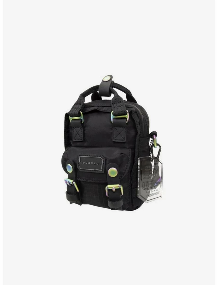 "BoxLunch Exclusive Doughnut Macaroon Tiny Gamescape Series Black Mini Crossbody Bag"