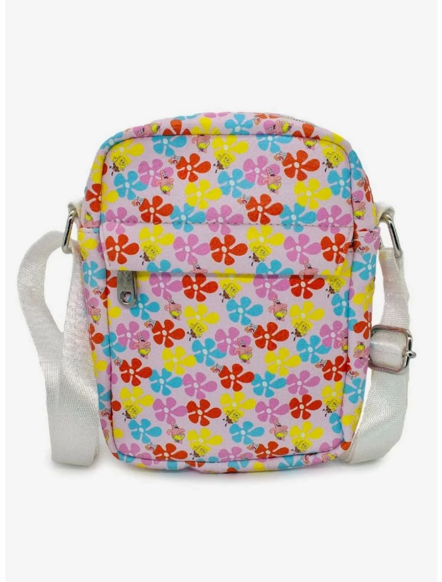 Spongebob Squarepants Floral Print Vegan Leather Crossbody Bag for Women